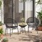 Costway 3PCS Patio Acapulco Furniture Bistro Set Plastic Rope Glass Table Black/Gray/Turquoise/White